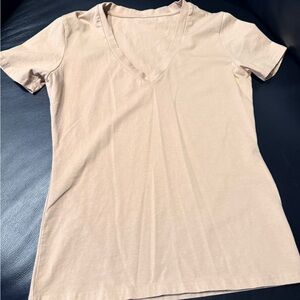 Classic Beige V-Neck Women's Top